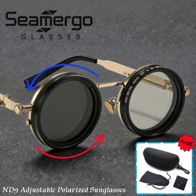 Outdoor Lighting Brands - SEAMERGO แว่นกันแดดโพลาไรซ์แบบปรับแต่งได้พร้อมกล่องใส่แว่นตา แบรนด์หรูใหม่ ND9 แว่นตาลดแสงแบบปรับได้ด้วยตนเอง