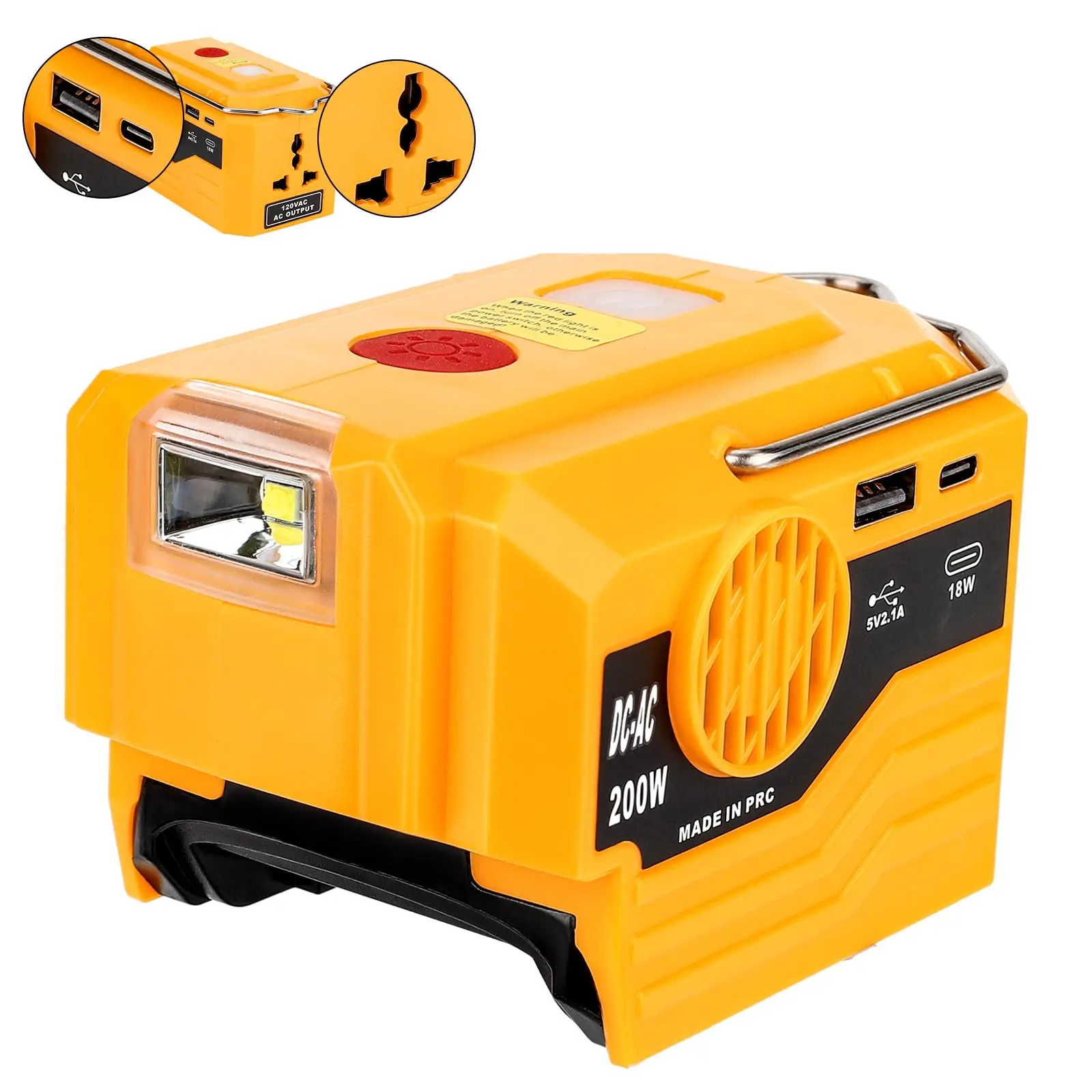 Outdoor Lighting Battery Powered - เครื่องกำเนิดไฟฟ้าสำหรับตั้งแคมป์กลางแจ้ง สำหรับแบตเตอรี่ Dewalt 20V 200W DC-AC