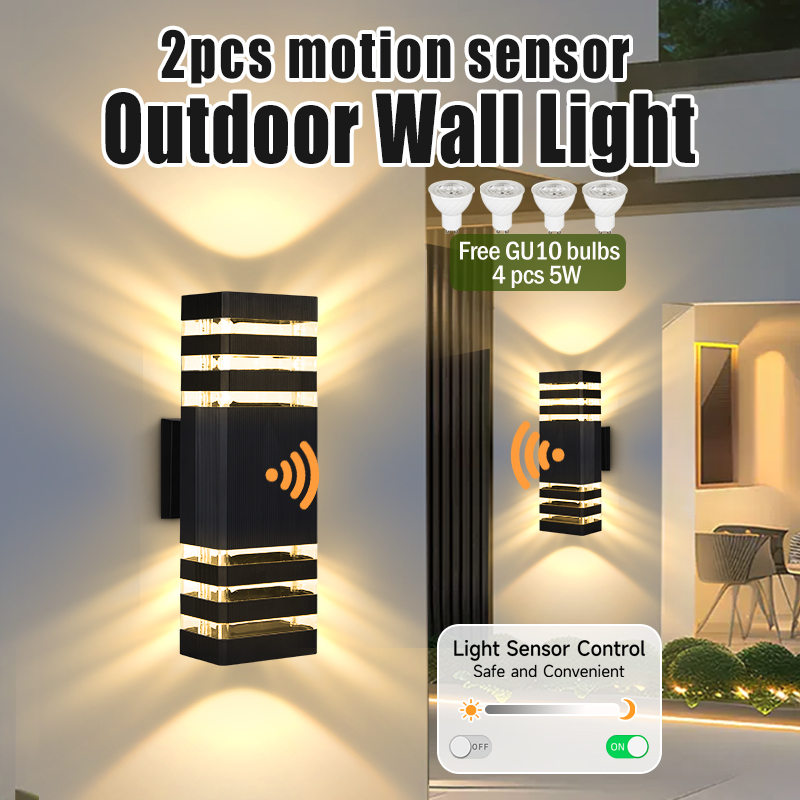 Outdoor Lighting Wall Mount - เซ็นเซอร์ตรวจจับแสง โคมไฟติดผนังกลางแจ้ง GU10 ไฟตกแต่งผนัง ไฟติดผนังกันน้ำในร่ม ไฟติดผนังภายใน