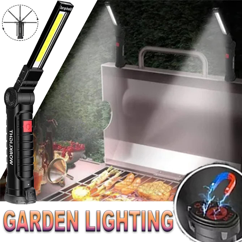 Outdoor Lighting Landscape - ไฟฉาย LED แบบพกพาพร้อมตะขอแม่เหล็กกลางแจ้งทํางานซ่อม Type-C โคมไฟแบบชาร์จไฟได้โคมไฟสําหรับ Camping