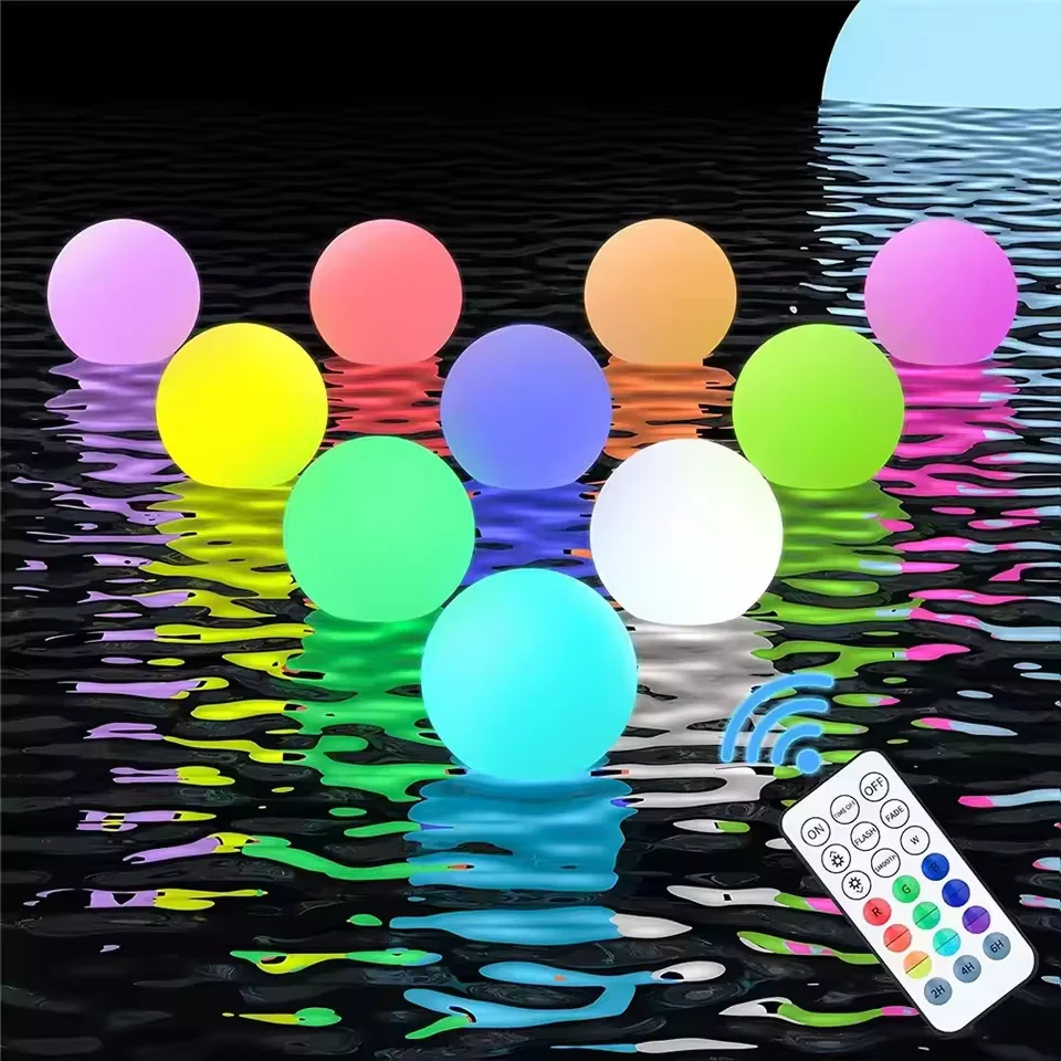 Outdoor Lighting Around Pool - ไฟสระว่ายน้ำแบบลอยน้ำ 1-5 ชิ้น พร้อมไฟ LED 16
