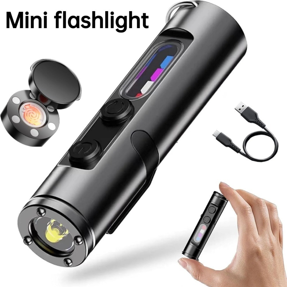 Outdoor Lighting Landscape - ไฟฉายขนาดเล็กสำหรับใช้งานกลางแจ้ง แบบชาร์จไฟได้ ชนิด Type C พร้อมไฟ