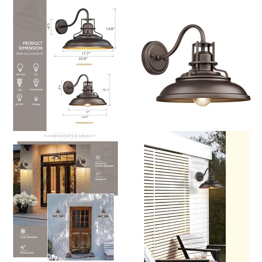 Outdoor Lighting Wall - โคมไฟติดผนังภายนอก, โคมไฟภายนอกอาคาร, โคมไฟสไตล์วินเทจสำหรับบ้านไร่, โคมไฟติดผนังด้านนอกสำหรับหน้าบ้าน