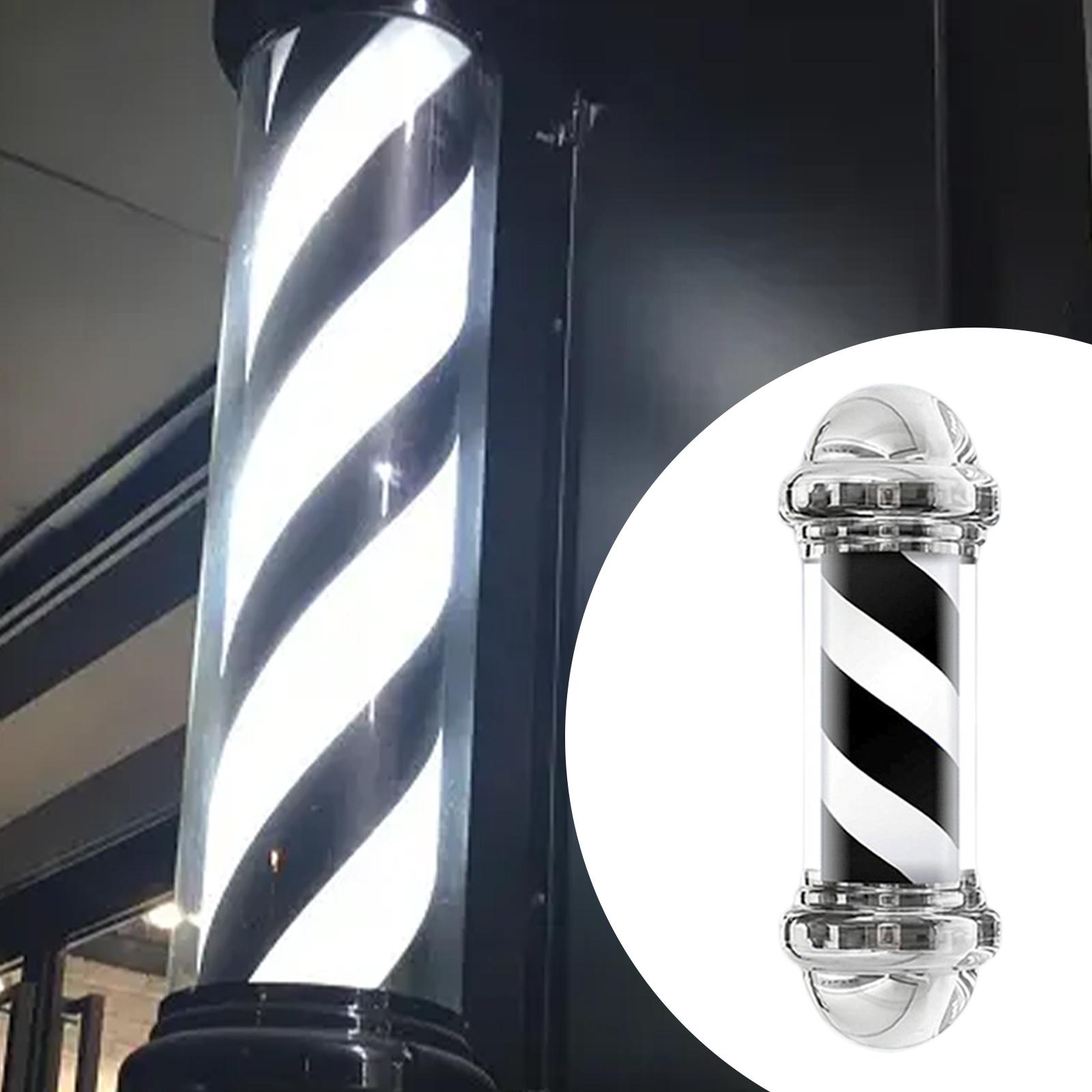 Outdoor Lighting Wall Mount - ตัดผมเสา LED Light Wall Mount แบบดั้งเดิมคลาสสิกสีดําและสีขาวลายร้านทําผมเปิดป้ายสําหรับกลางแจ้ง
