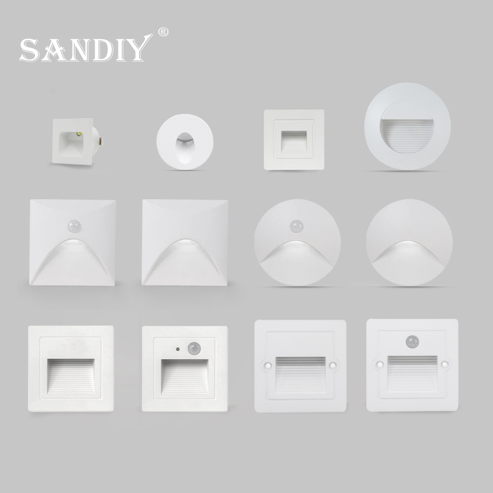 Outdoor Lighting Timer Switch - SANDIY บันไดไฟฝังแนบหลอดไฟสีขาวติดไฟเซ็นเซอร์ขั้นตอนการติดตั้งไฟรอบสี่เหลี่ยมบันไดไฟแบ็คไลท์กันน้ำไฟกลางคืนสำหรับห้องน้ำคอร์ริดิ หรือห้องน้ำโถงทางเดิน 220 V 110