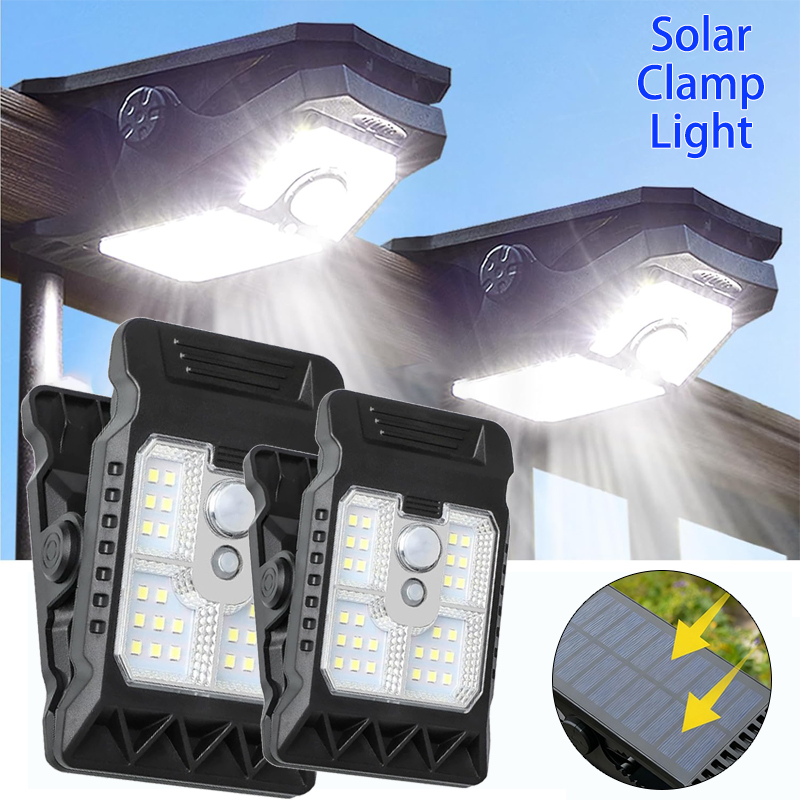 Outdoor Lighting On Fence - ไฟคลิปโซลาร์เซลล์กลางแจ้ง กันน้ำ พร้อมเซ็นเซอร์ตรวจจับความเคลื่อนไหว 3 โหมดแสงสว่าง สำหรับสนามหญ้า
