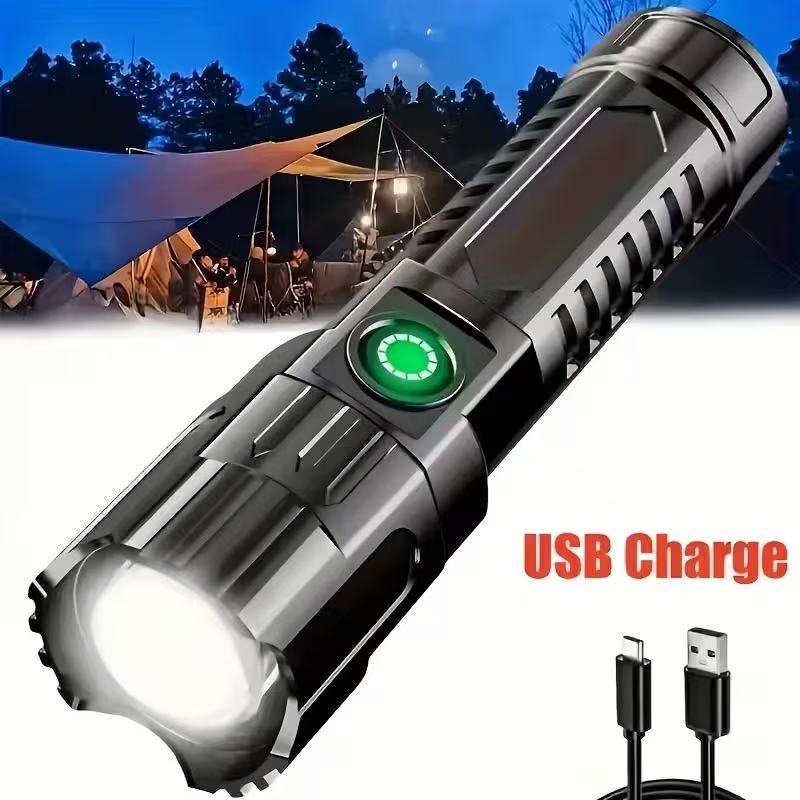 Outdoor Lighting Battery Powered - ไฟฉาย LED กำลังสูงรุ่นใหม่ ชาร์จผ่าน USB ได้