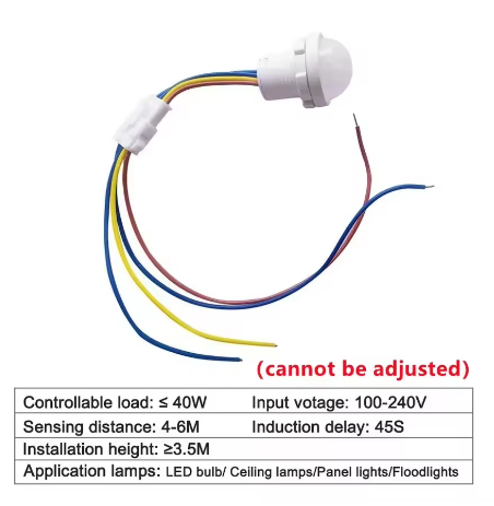 Outdoor Lighting Timer Switch - สวิตช์เซ็นเซอร์ตรวจจับการเคลื่อนไหว PIR พร้อมไฟ LED DC12V DC24V