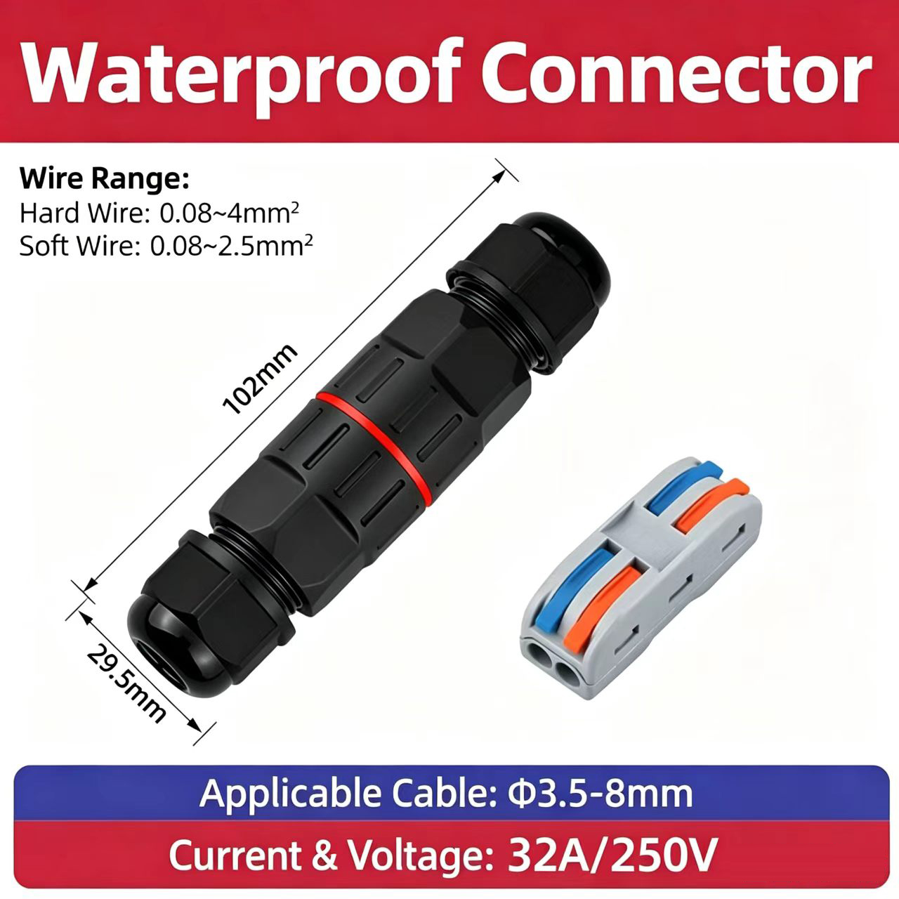 ขั้วต่อสายไฟ 2 ขา 3 ขา 1 ชิ้น  - Outdoor Lighting Wire Connectors บทวิจารณ์และราคา