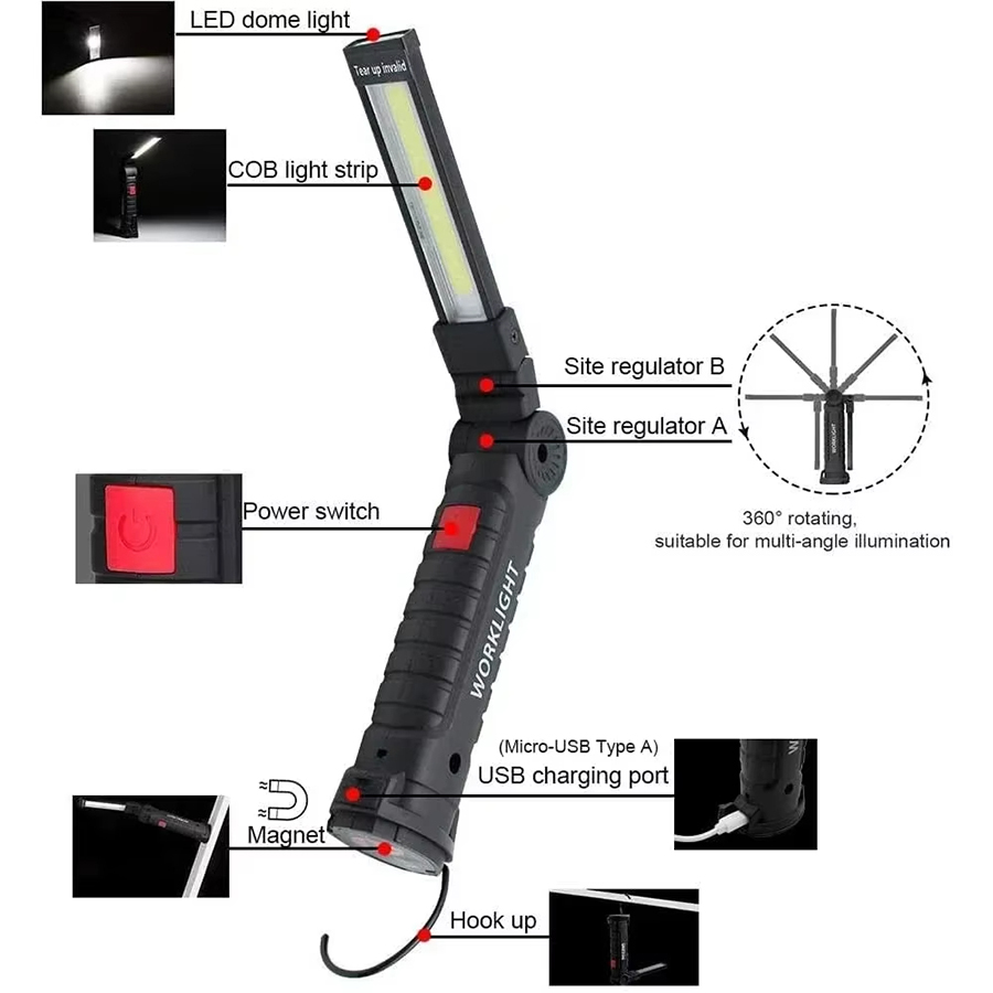 ไฟฉาย LED แบบพกพาพร้อมตะขอแม่เ - Outdoor Lighting Landscape บทวิจารณ์และราคา