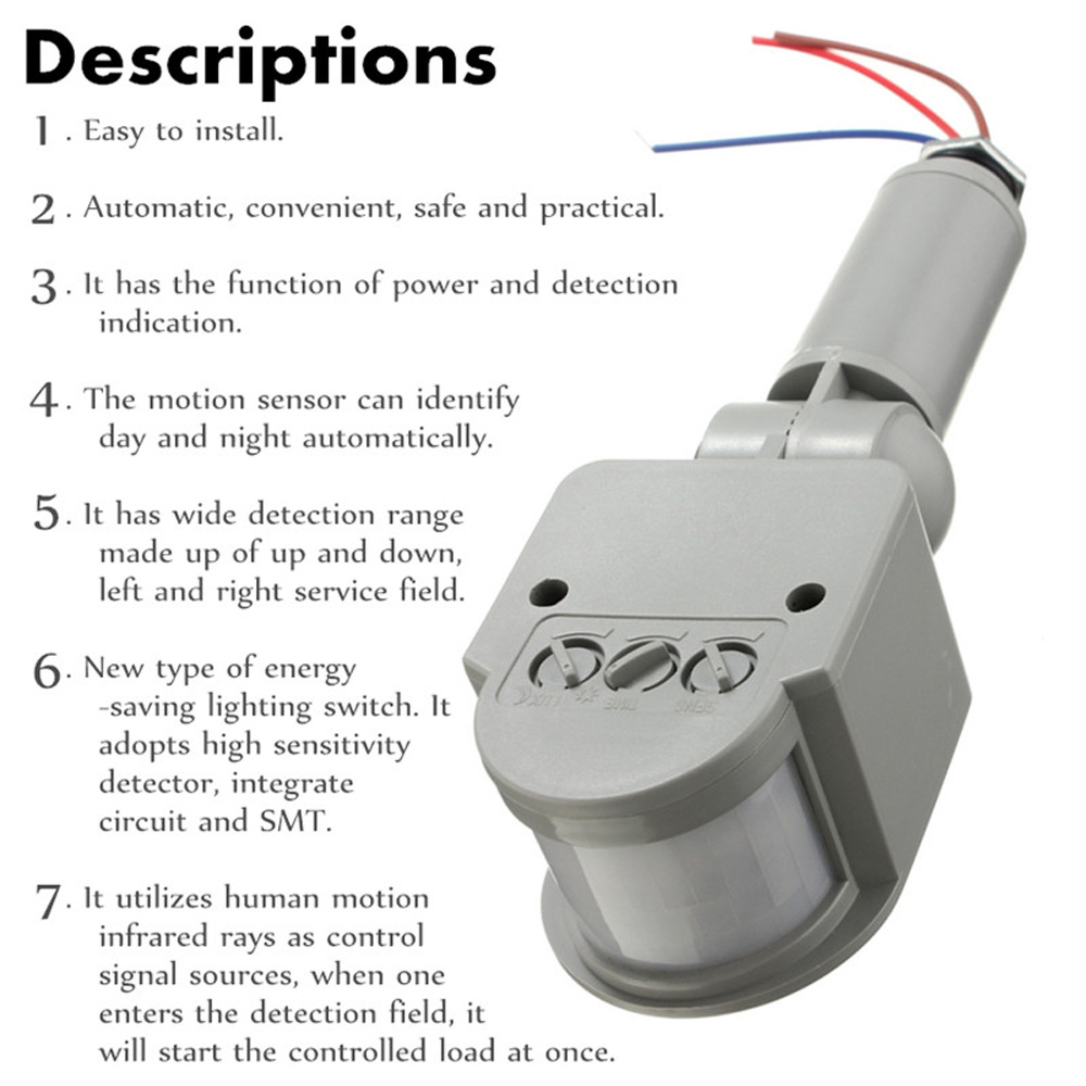 LED Motion Sensor 220V 110V 12 - Outdoor Lighting Timer Switch บทวิจารณ์และราคา