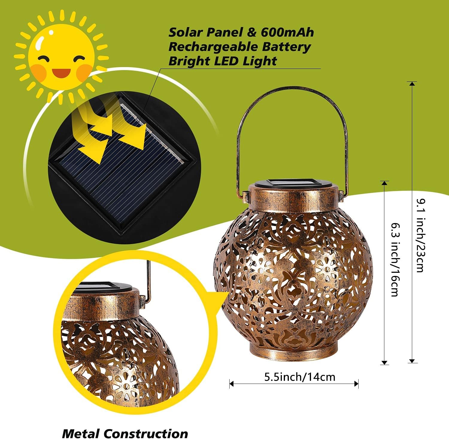 1-6 ชิ้นโคมไฟพลังงานแสงอาทิตย์ - Solar Lantern Hanging บทวิจารณ์และราคา