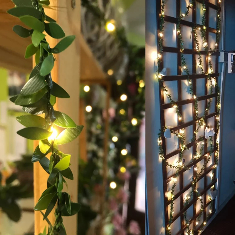 กลางแจ้ง Leaf Garland ไฟ 2M 3M - Outdoor Lighting Battery Operated บทวิจารณ์และราคา