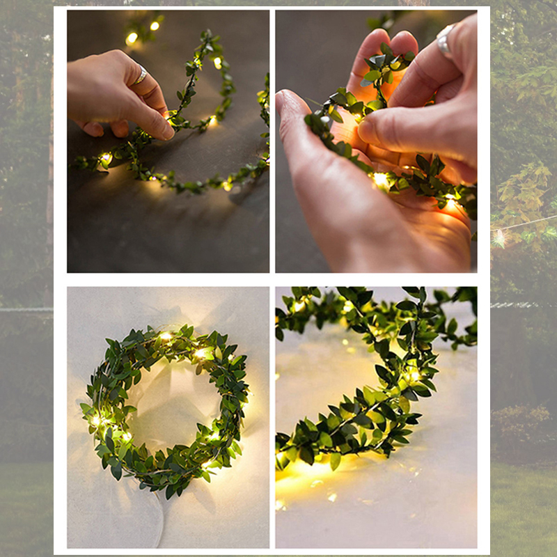 กลางแจ้ง Leaf Garland ไฟ 2M 3M - Outdoor Lighting Battery Operated บทวิจารณ์และราคา